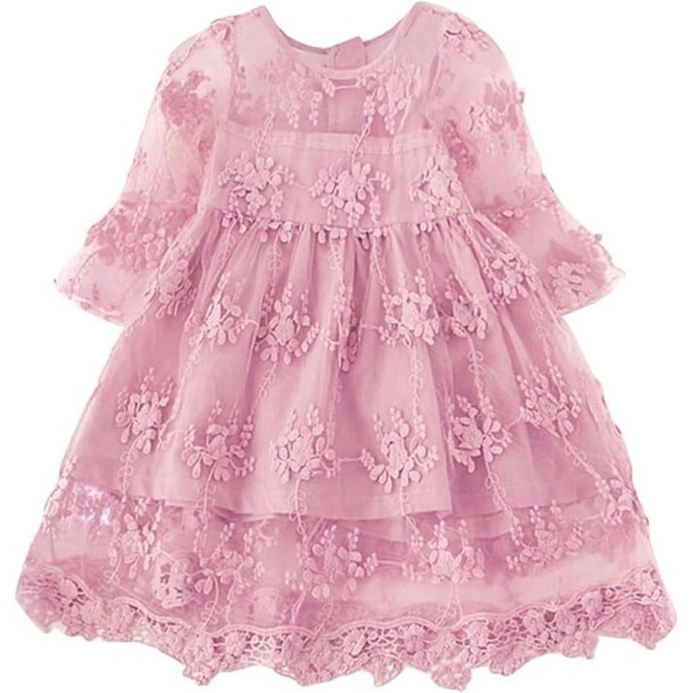 NNJXD Flower Girls Pink Dress Lace Princess Party Pageant Tulle Vintage 120(5ys)